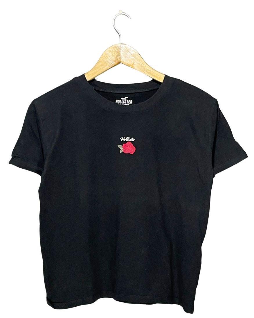 Hollister Black Cotton T Shirt For Women XS