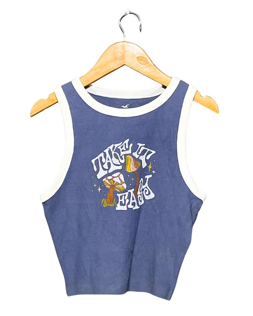 Hollister Gray Cotton Vest T Shirt For Women XS