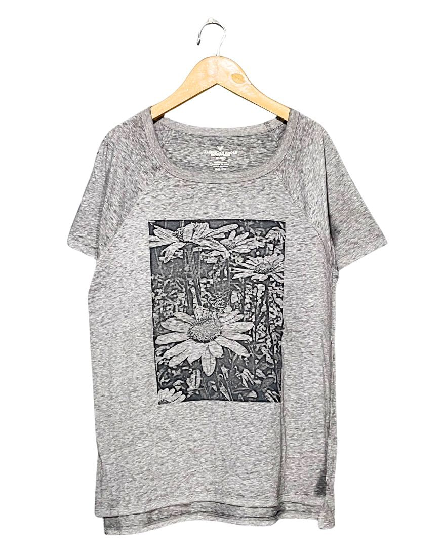 American Eagle Gray Cotton T Shirt For Women S
