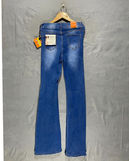 Simple Young Blue Flare Jeans For Women Small