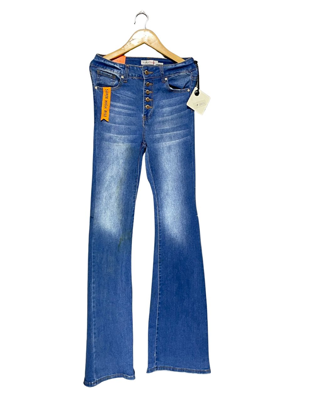 Simple Young Blue Flare Jeans For Women Small