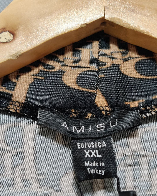 Amisu Brown Cotton T Shirt For Women Large