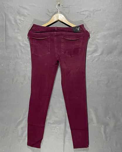 American Eagle Maroon Jeans For Women Medium
