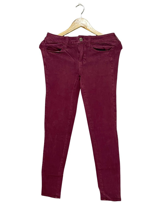 American Eagle Maroon Jeans For Women Medium