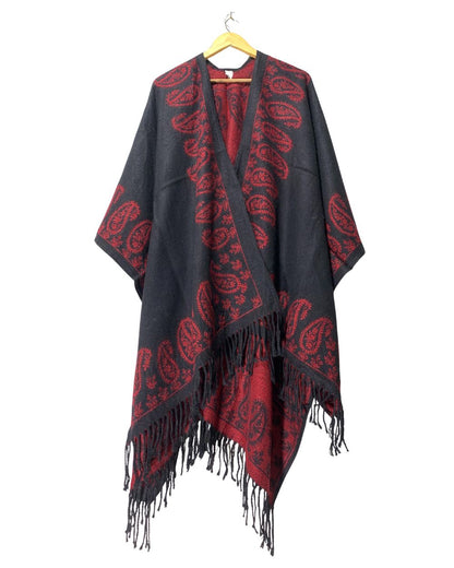 Thrift Queen Red Cape Shawl For Women