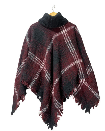 Thrift Queen Maroon Cape Shawl For Women