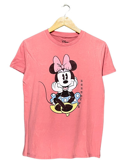 Disney Pink Cotton T Shirt For Women XS | ThriftQueen.pk