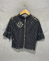 Elenza Black Polyester For Women Tops Medium | ThriftQueen.pk