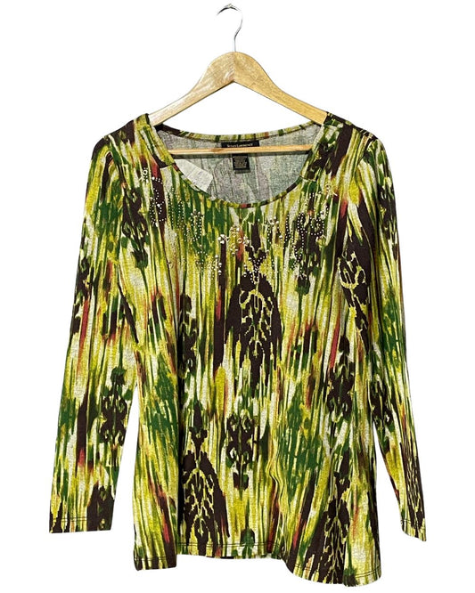 Susan Lawrence  Green  Polyester For Women Tops Medium