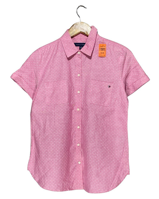 Tommy Hilfiger Pink Cotton Shirt For Women XL