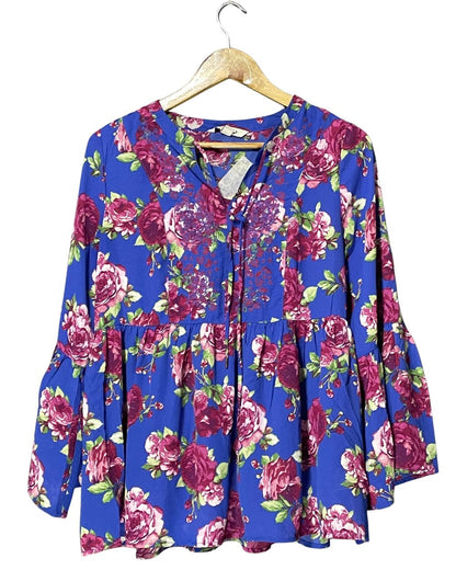 Pioneer The Woman Blue Polyester For Women Tops Small