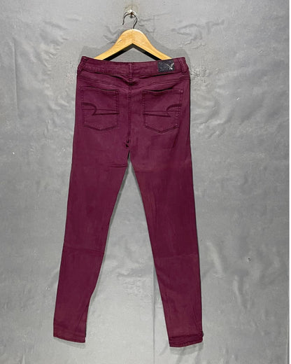 American Eagle Maroon Jeans For Women Small