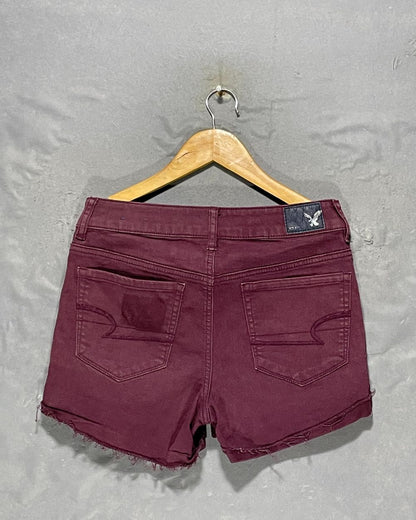 American Eagle Maroon Jeans Short For Women Large