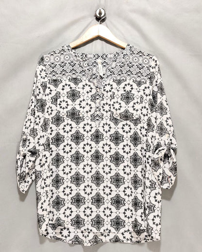 Ny Collection White Polyester For Women Crop Tops Medium