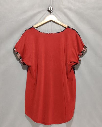 AUW Red Cotton For Women Crop Top L