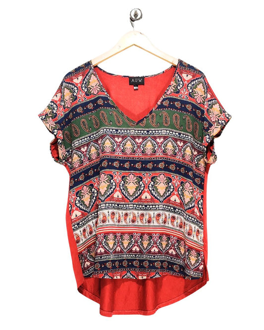 AUW Red Cotton For Women Crop Top L