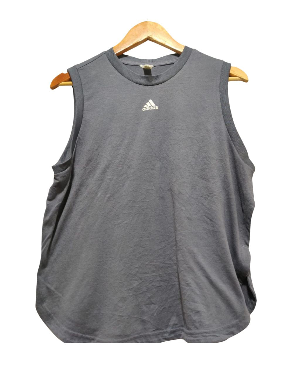 Adidas Sleeveless Gray Cotton  Shirt For Women M