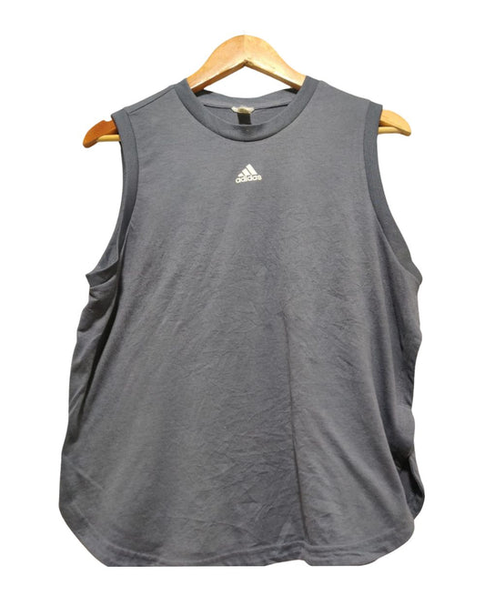 Adidas Sleeveless Gray Cotton  Shirt For Women M