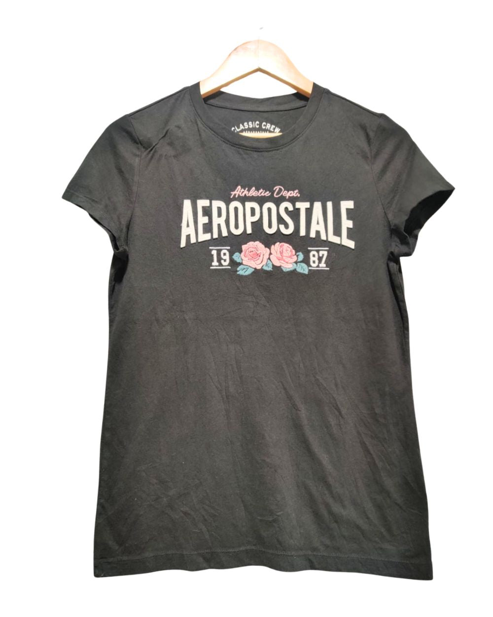 Classic Crew Black Cotton T Shirt For Women L