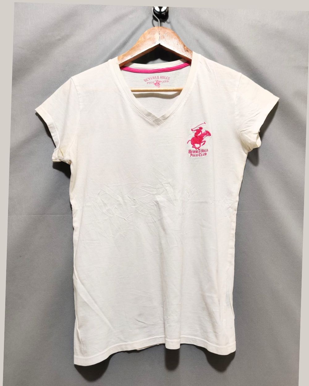 Beverly Hills White Cotton T Shirt For Women Medium