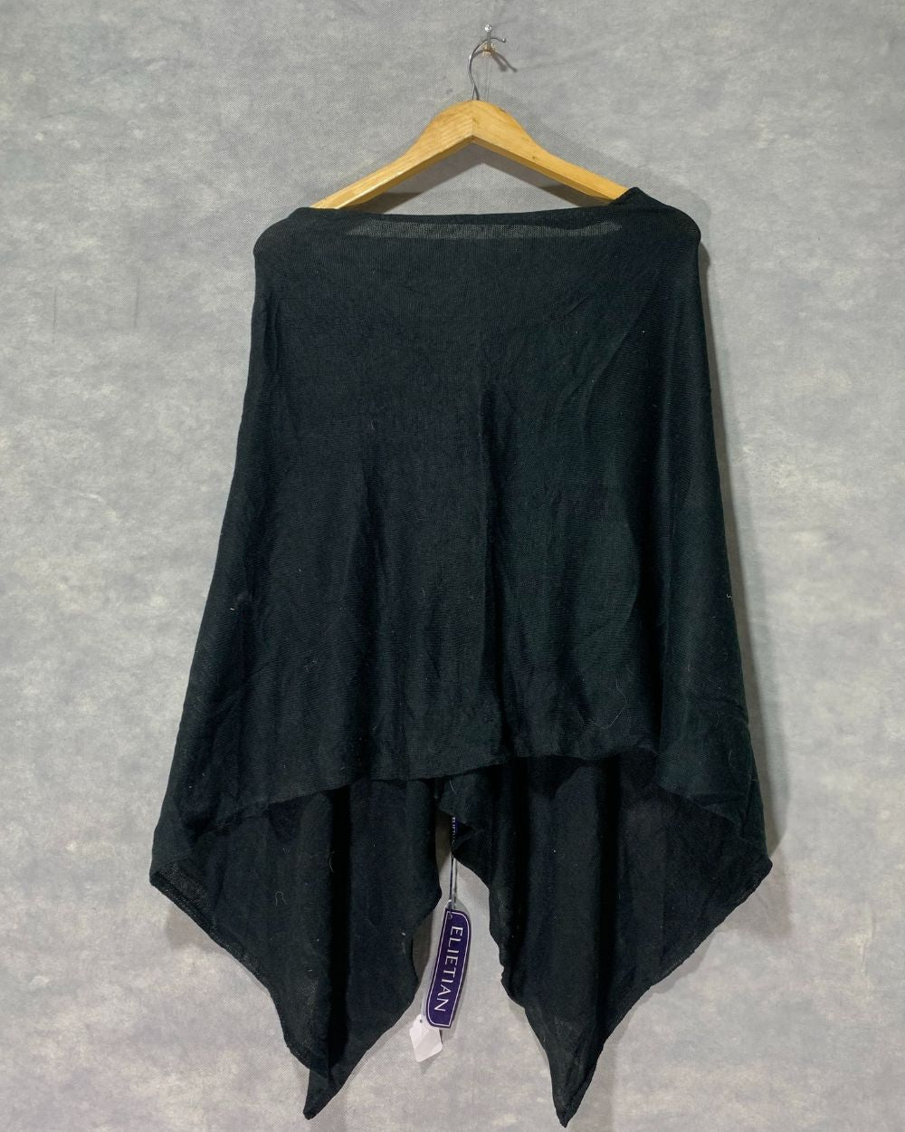 Elietlan Black Cape Shawl For Women