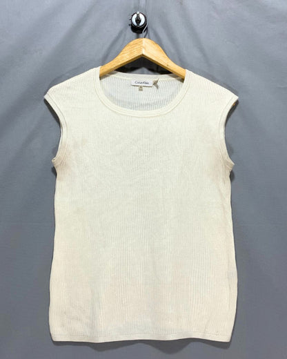 Calvin Klein White Vest Sweater For Women XS
