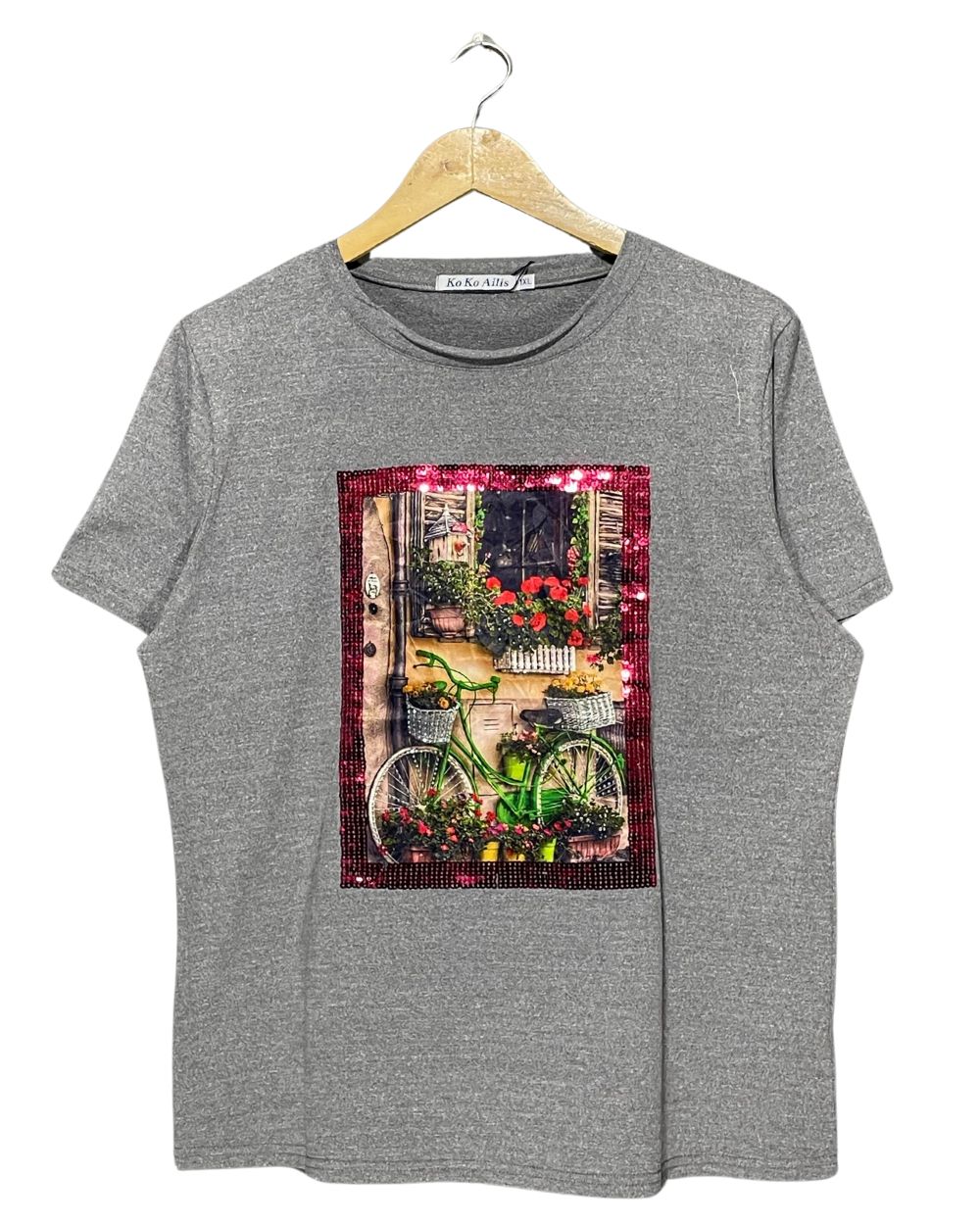 Ko Ko Ailis Gray Cotton T Shirt For Women XL | ThriftQueen.pk