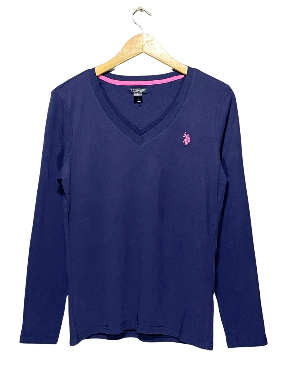 Polo U.S Assn Blue Cotton T Shirt For Women L | ThriftQueen.pk