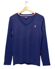 Polo U.S Assn Blue Cotton T Shirt For Women L | ThriftQueen.pk