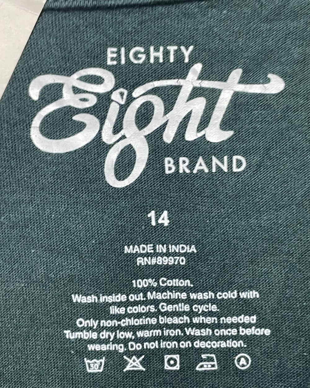 Eight Green Cotton T Shirt For Girl 16 Years | ThriftQueen.pk