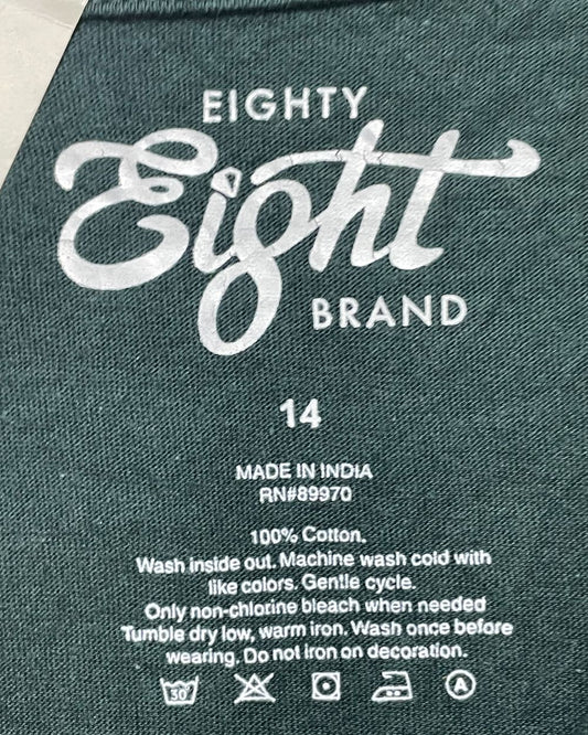 Eight Green Cotton T Shirt For Girl 16 Years | ThriftQueen.pk