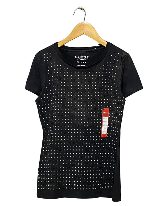 Guess Black Cotton T Shirt For Women XS | ThriftQueen.pk