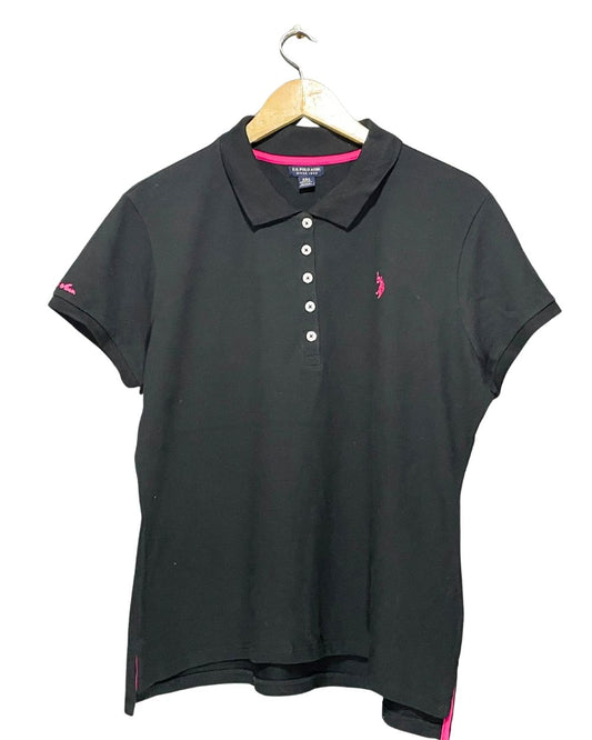 Polo U.S. Assn Black Cotton Polo T Shirt For Women XXL | ThriftQueen.pk