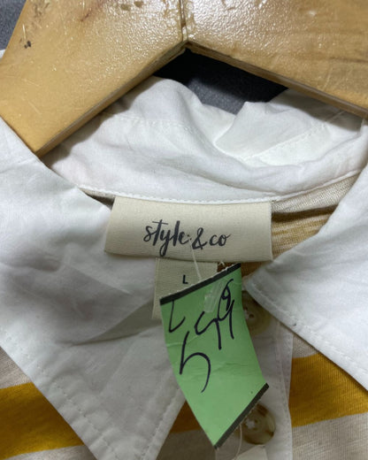 Style & Co Yellow Cotton Polo T Shirt For Women L | ThriftQueen.pk