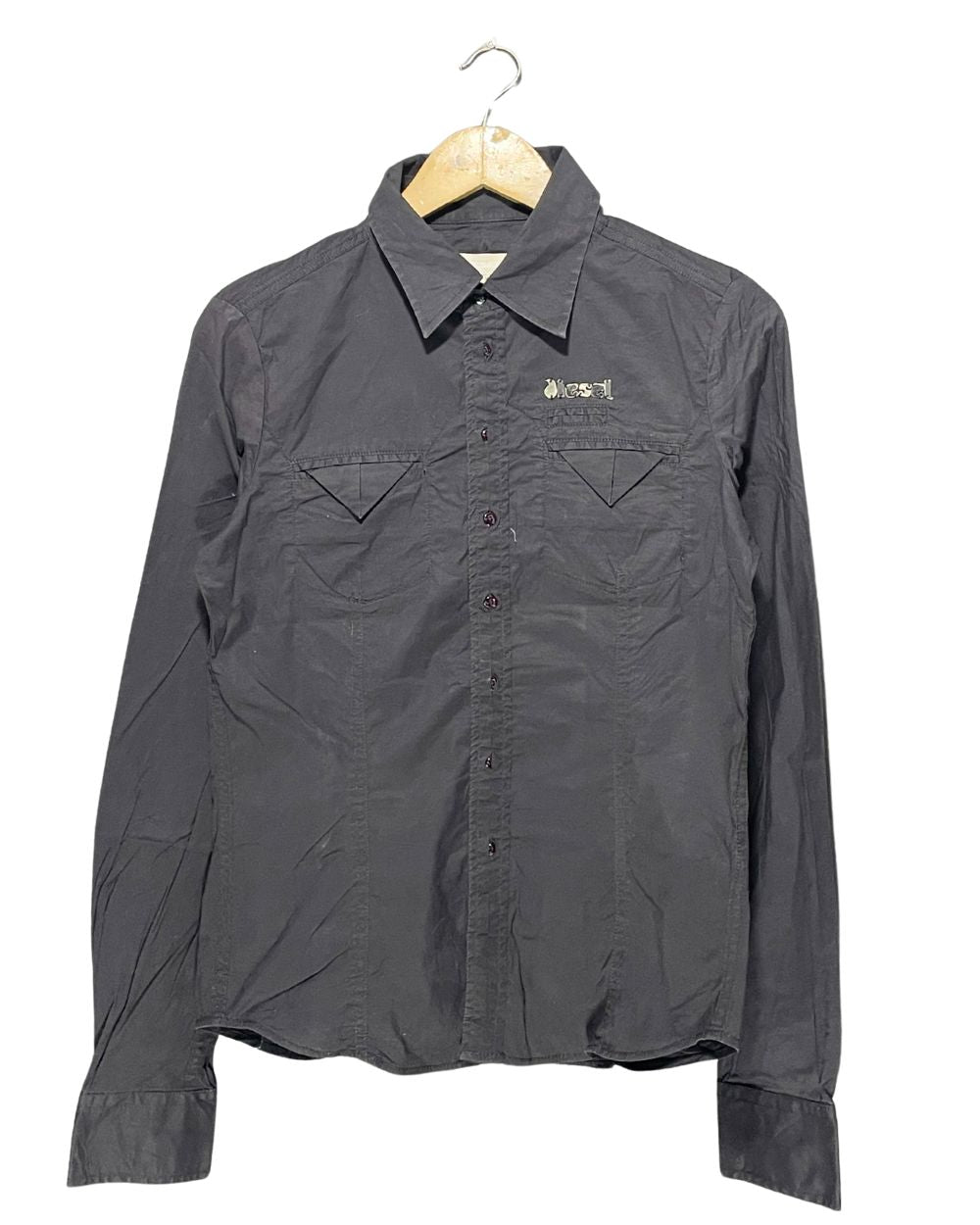 Diesel Black Cotton Shirt For Women M | ThriftQueen.pk