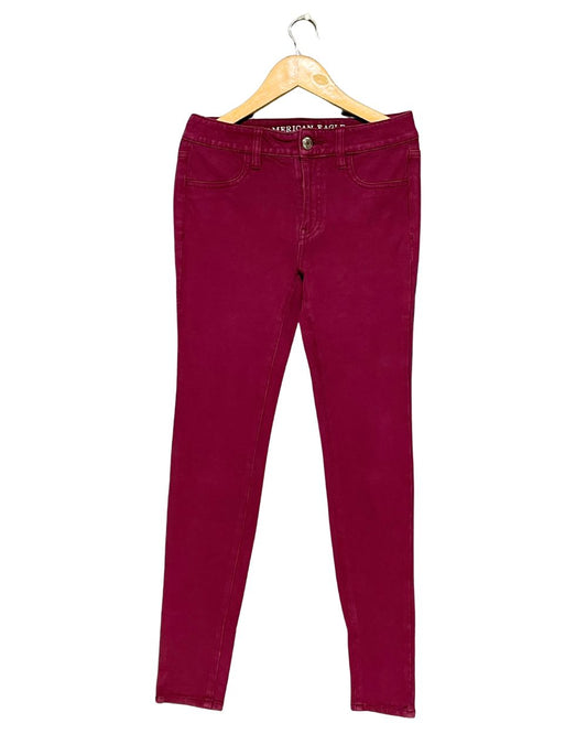 American Eagle Maroon Jeans For Women Small