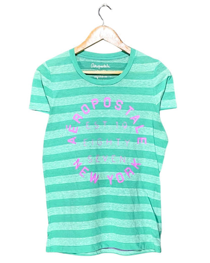 Aeropostale Green Cotton T Shirt For Women XS