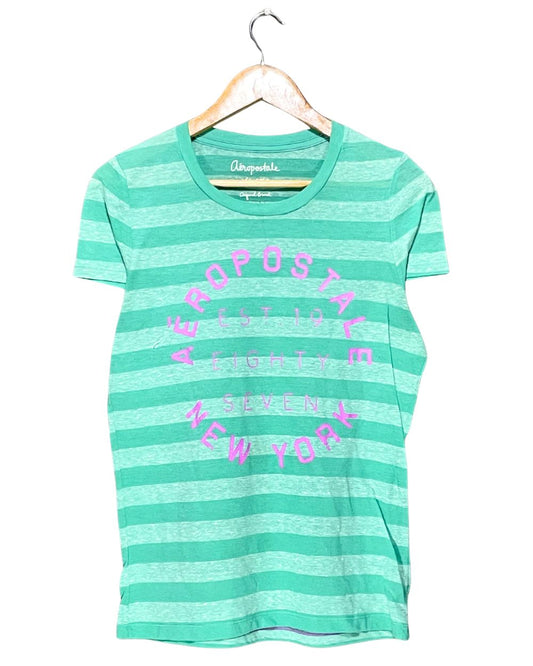 Aeropostale Green Cotton T Shirt For Women XS