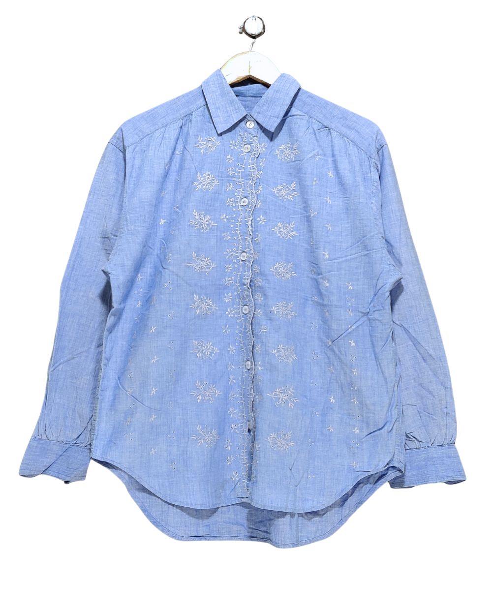 Thrift Queen Blue Cotton For Women Top Shirt XL