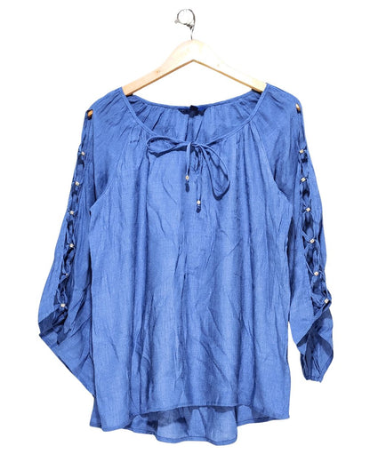 APT.9 Blue Cotton For Women Crop Top L