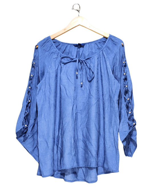 APT.9 Blue Cotton For Women Crop Top L