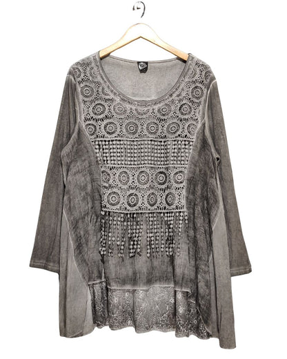 Calstyle Gray Cotton For Women Crop Top XL