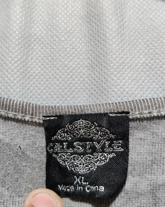 Calstyle Gray Cotton For Women Crop Top XL