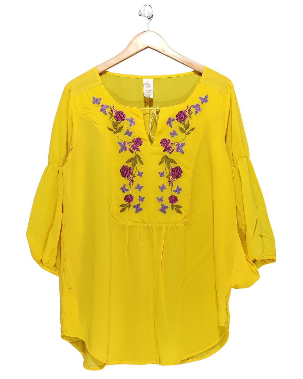 Thrift Queen Yellow Cotton For Women Crop Top M