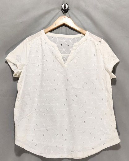 St John's Bay White Cotton For Women Crop Top XL