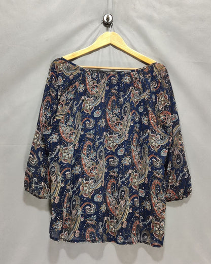 White Mark Blue  For Women Crop Top XL