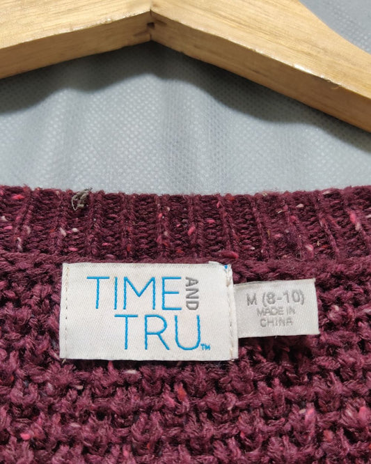 Time And Tru Maroon For Women Sweater M