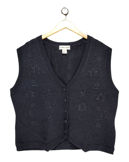 Alfred Dunner Black Vest Sweater For Women L