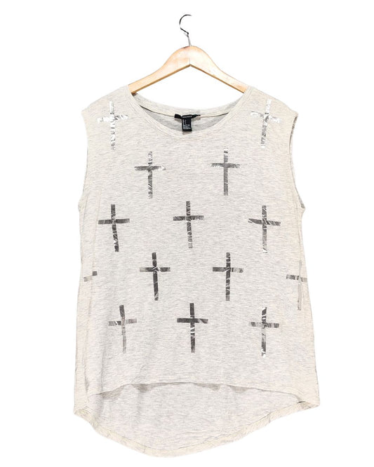 Forever 21 Gray Cotton Vest T Shirt For Women L