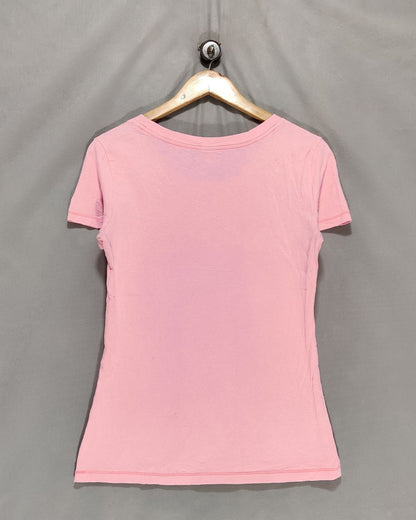 Hollister Pink Cotton T Shirt For Women L